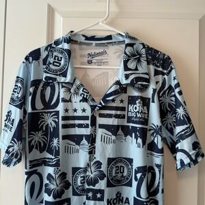 Washington Nationals Hawaiian Shirt Mens M Kona Big Wave MLB Button Up